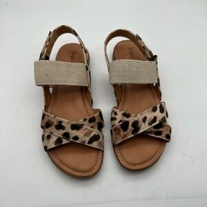 B.O.C Women’s Sandals Shoes Sz 10 M Caty Natural Leopard Fabric Brown Slingback